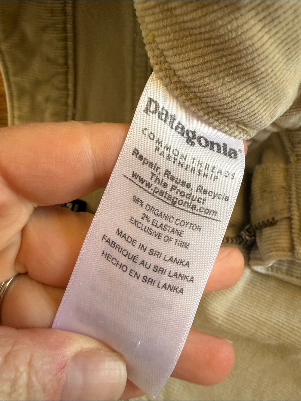Patagonia Women’s Tan Beige Slim Straight Corduroy Jeans Pants Size 29 - Picture 3 of 12